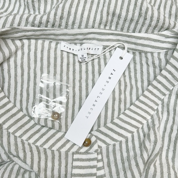 Jane + Delancey Boho Olive Green Stripe Tiered Gauzy Maxi Dress Size 3X NWT - Picture 4 of 7